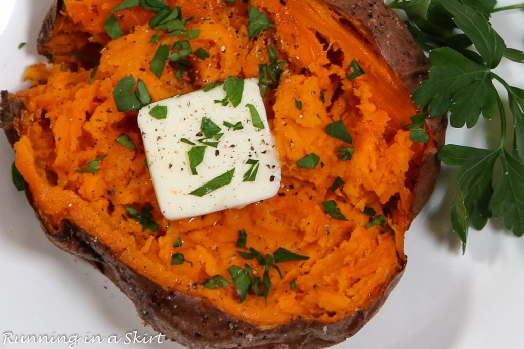 Air Fryer Sweet Potato close up.