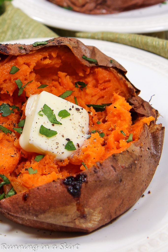 Air Fryer Sweet Potato on a plate.