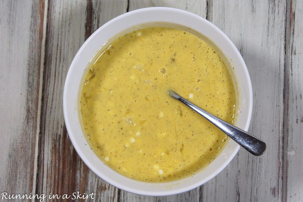 Process photo showing how to mix the egg bites.