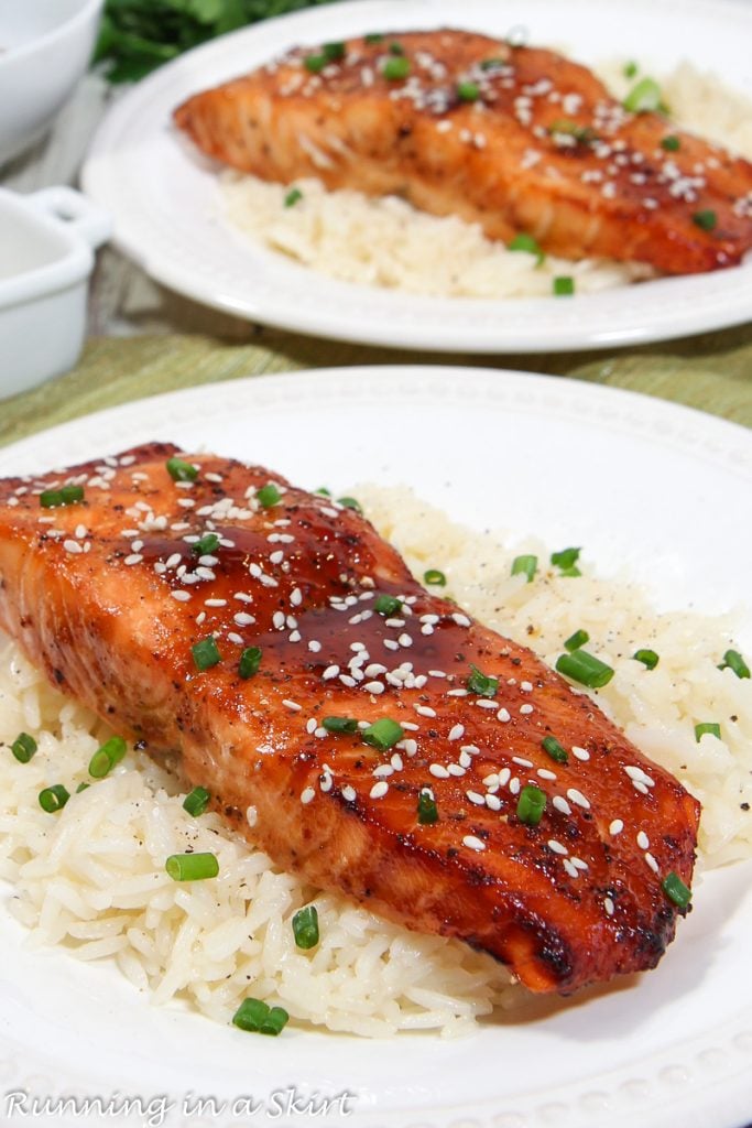 Teriyaki Salmon Air Fryer on a plate.