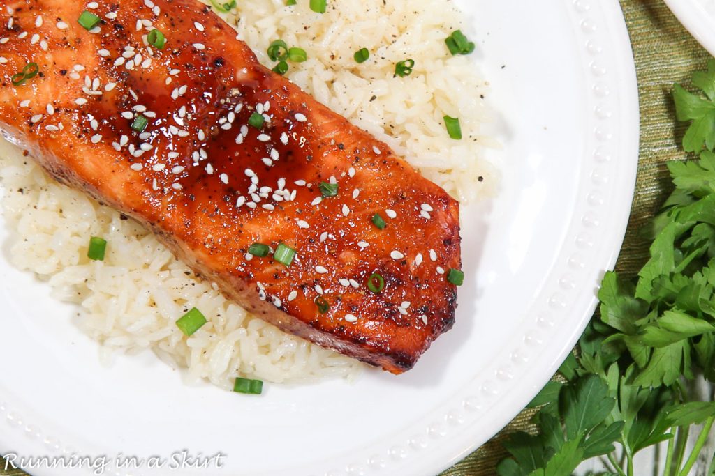 Teriyaki Salmon Air Fryer on a plate.