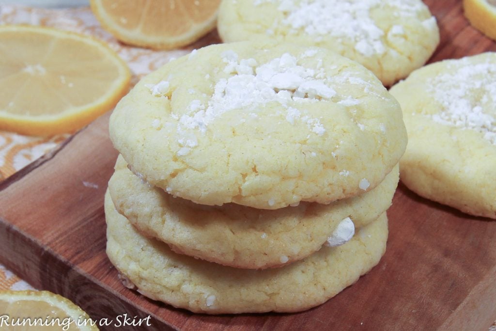 Lemon Cake Mix Cookies stacked