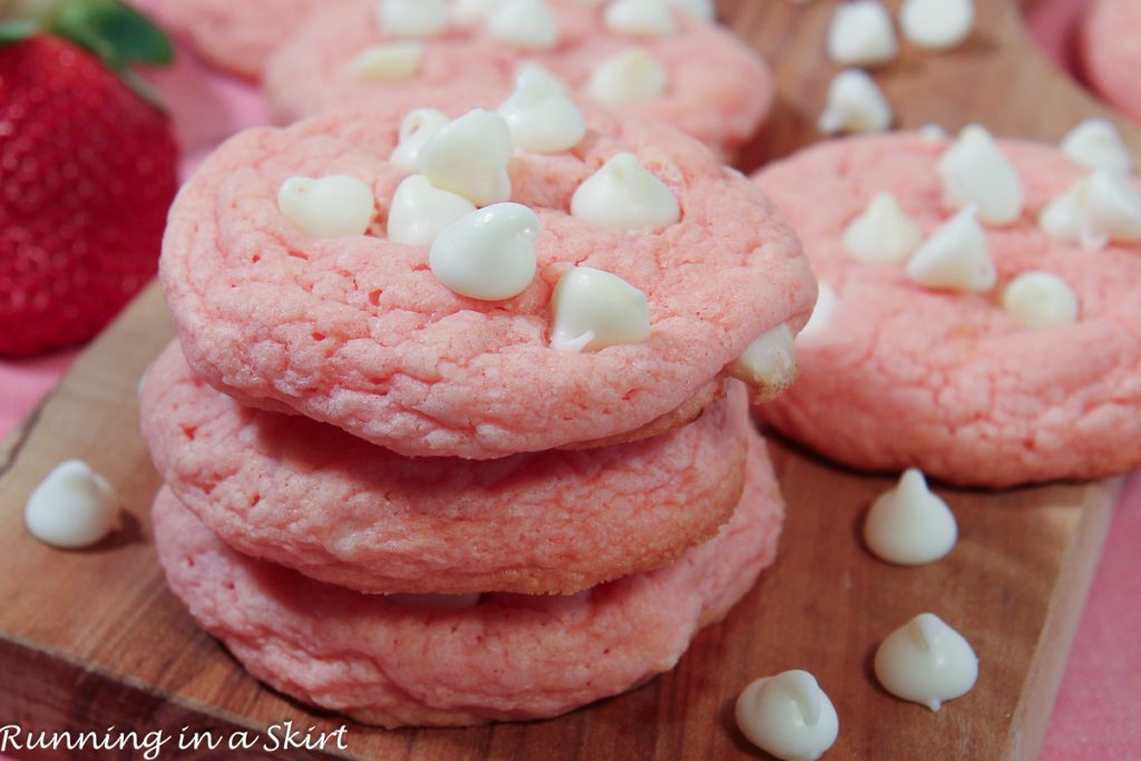 Strawberry Cake Mix Cookies on a plate.