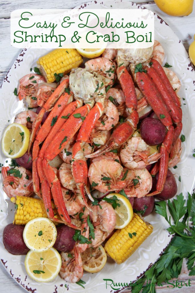 Shrimp and Crab Boil on a plate.