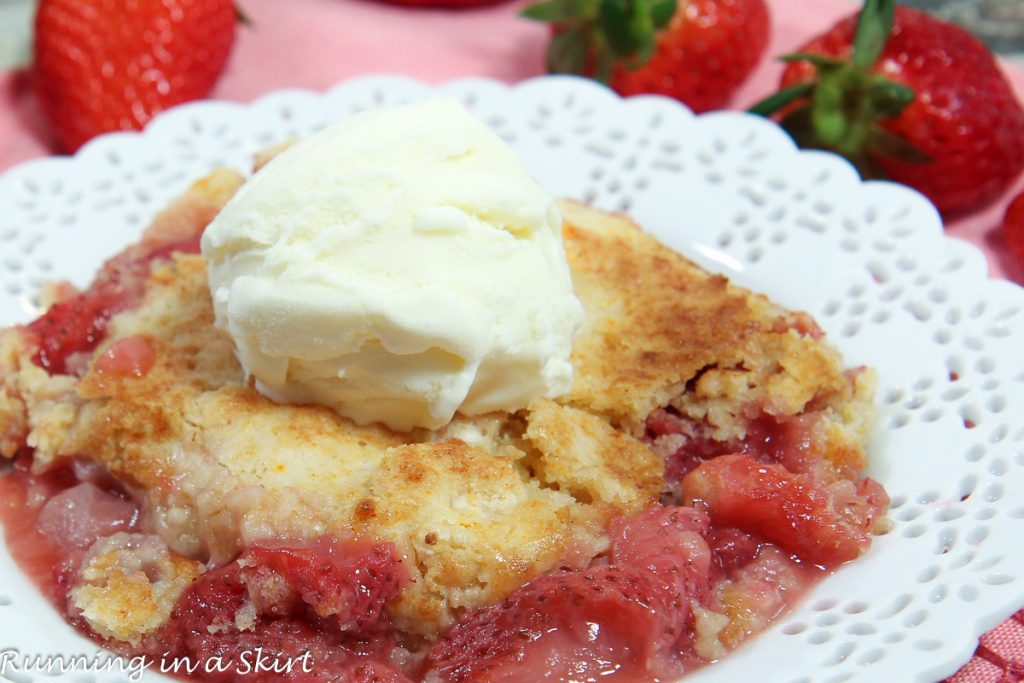 Strawberry Dump Cake close up.