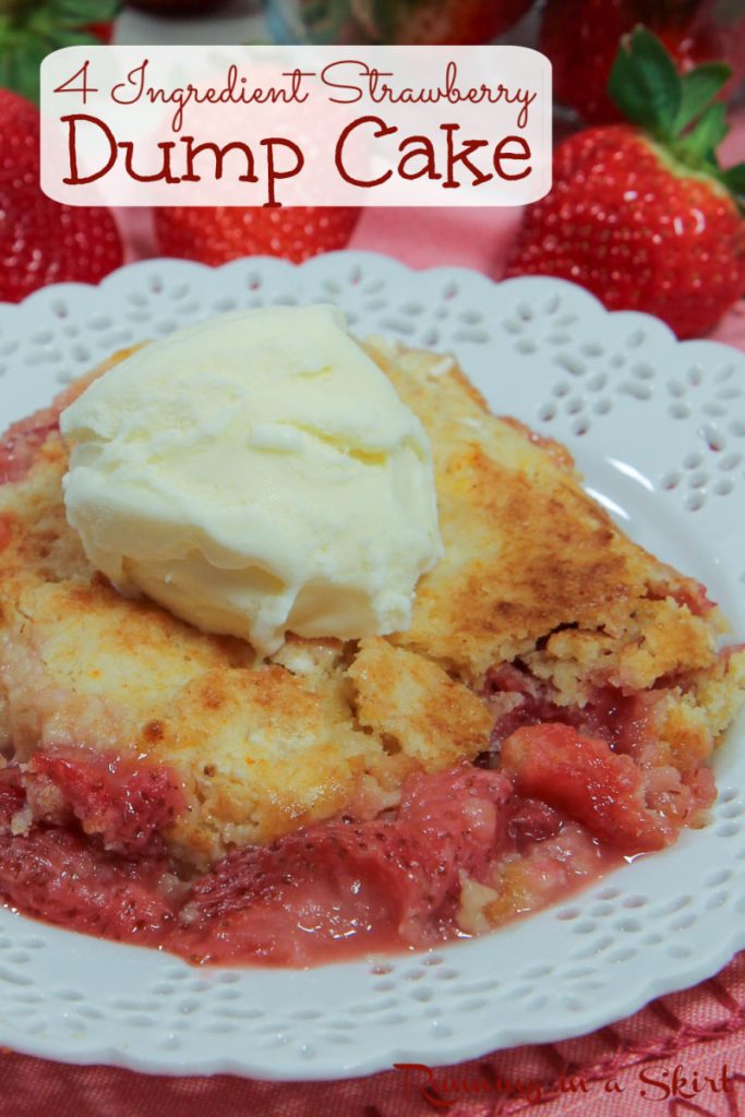 Strawberry Dump Cake on a plate.