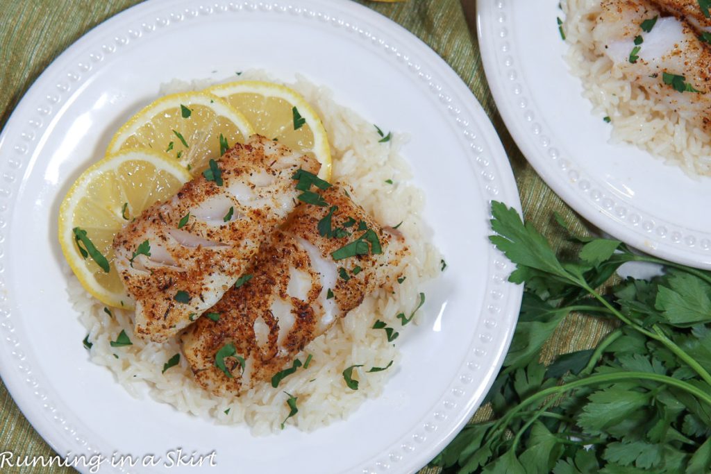Air Fryer Cod overhead shot