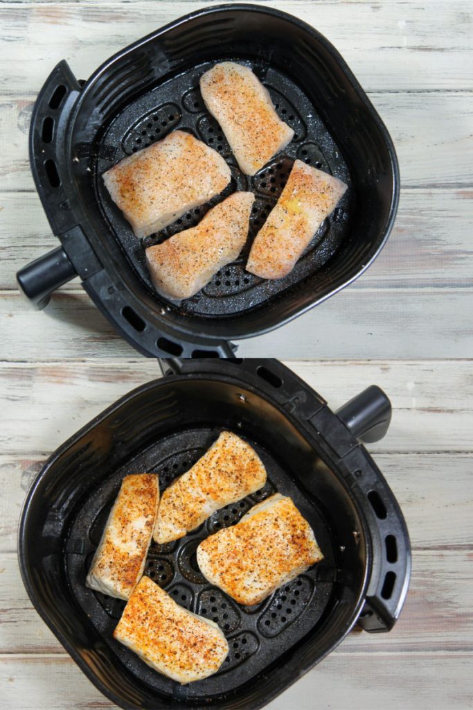 Air Fryer Halibut process photo collage.