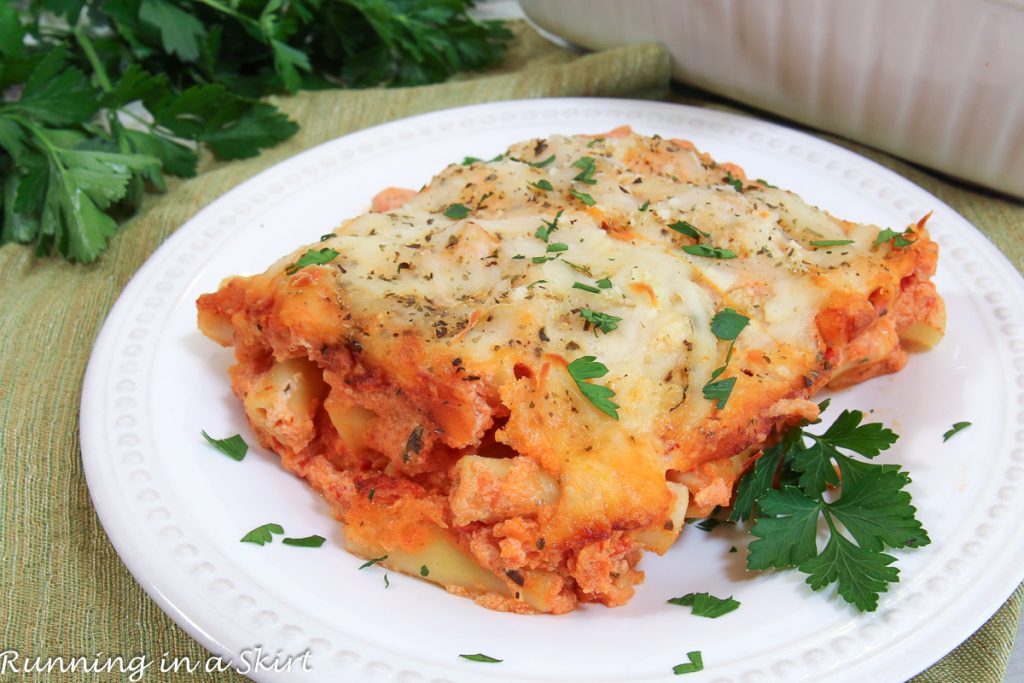 Vegetarian Baked Ziti on a plate.