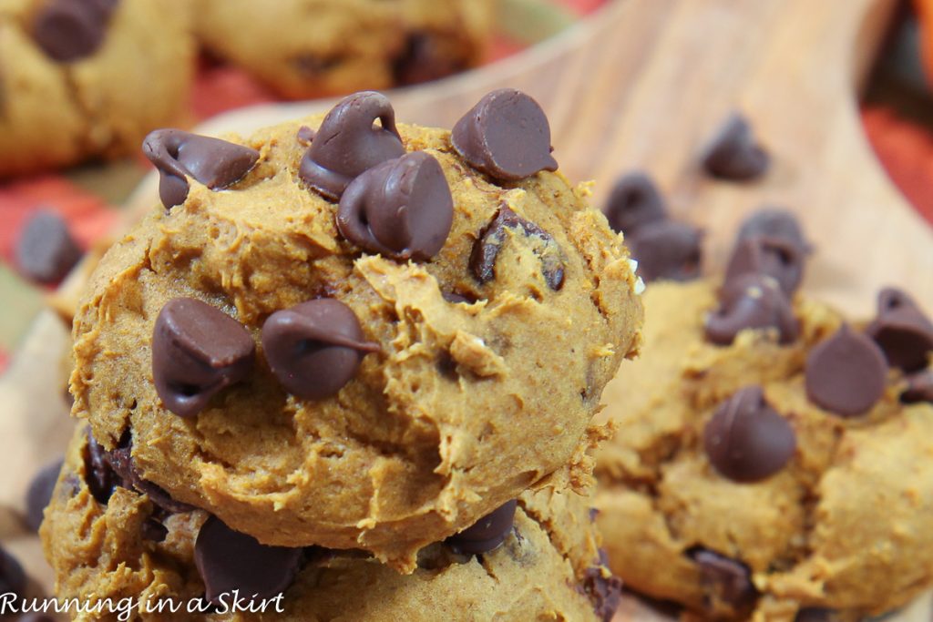 Pumpkin Cookies with Cake Mix close up.